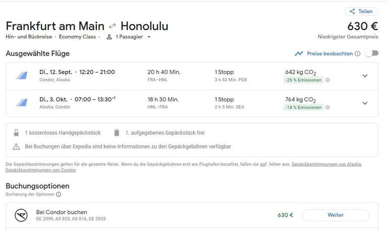 Flüge: Hawaii jemand? Ab Frankfurt (FRA) nach Honolulu (HNL) oder Kahului (OGG) mit Condor inkl. Gepäck