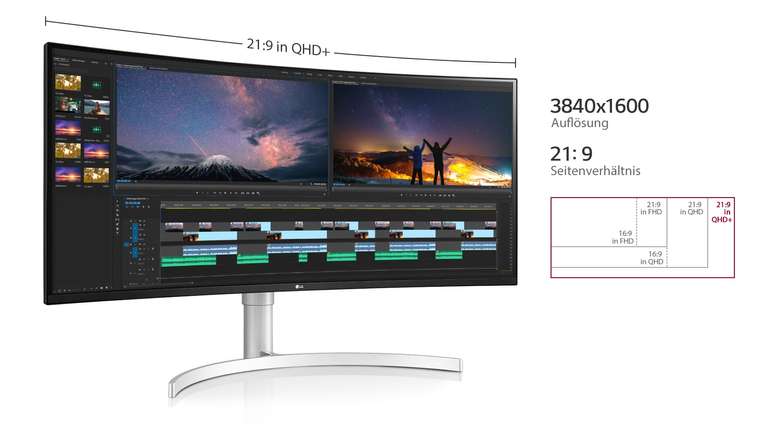 LG 38WN95CP-W 38 Zoll Curved UltraWide Gaming (144Hz) Monitor mit Nano IPS und QHD+ Auflösung MEDIA MARKT AKTION