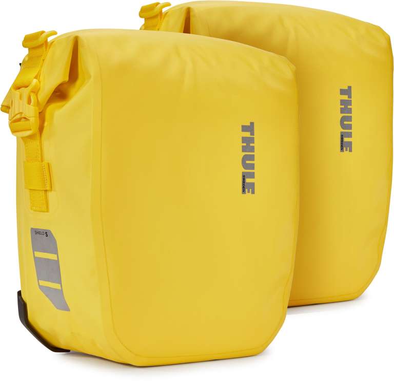 Thule Shield Pannier 13L Pair in Gelb oder Schwarz | 2x 13 Liter | Gepäckträgern 8 bis 16 mm | abnehmbarer Schulterriemen | Reflektoren