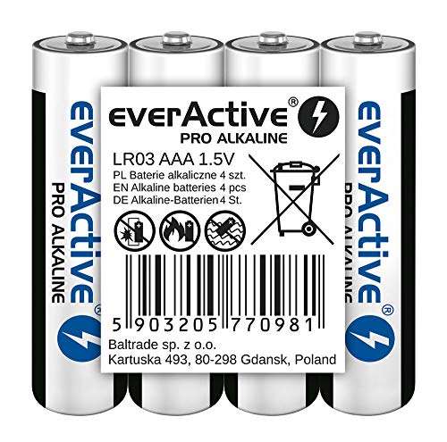 everActive AA/AAA Pro Batterien (40 Stück) Alkaline Micro LR03 R03 1.5V (Prime)