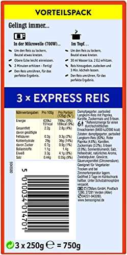 3x Bens Original Express Reis Risi Bisi (je 250g) für 4,76€ (statt 6,87€) – Prime Sparabo
