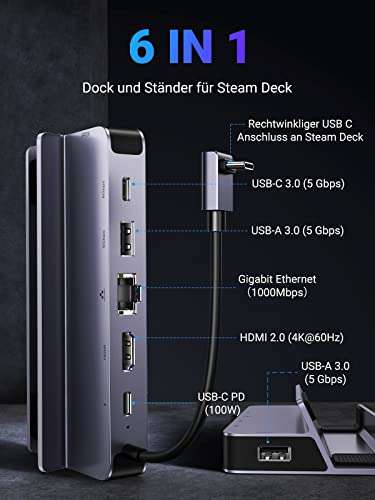 Ugreen 6-in-1 Dockingstation (Steam Deck, MacBook) für 44,79€ inkl. Versand (statt 56€)