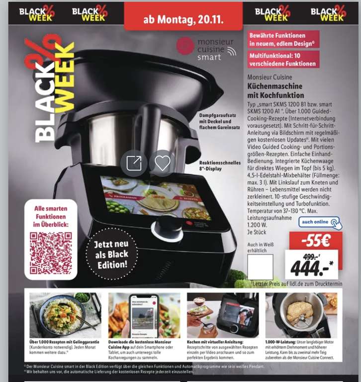 Monsieur Cuisine Smart BLACK EDITION »SKMS 1200 B1« für 444€