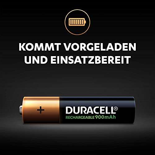 Duracell Rechargeable AAA 900 mAh Micro Akku Batterien HR03, 4er Pack