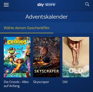 Sky Store Adventskalender Gratisfilm geschenkt (1 von 3 / digital) TAG 1