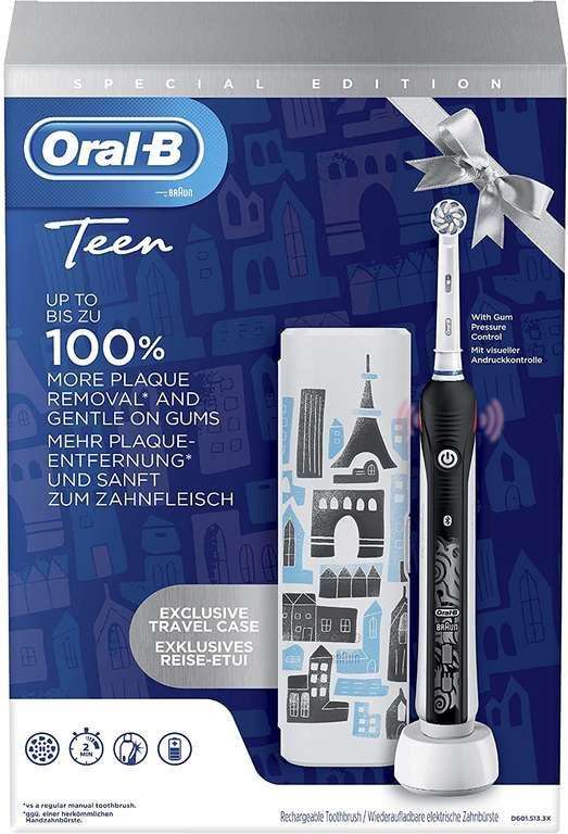 Braun Oral-B Teen Black - Special Edition - (Bluetooth, Lithium-Ionen-Akku, exklusives Reiseetui)