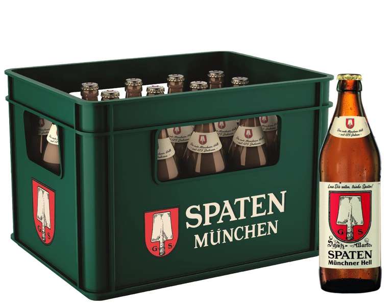 SPATEN Münchner Hell Flaschenbier, MEHRWEG im Kasten (20 x 0.5 l) (10,49€ möglich) (Prime Spar-Abo)