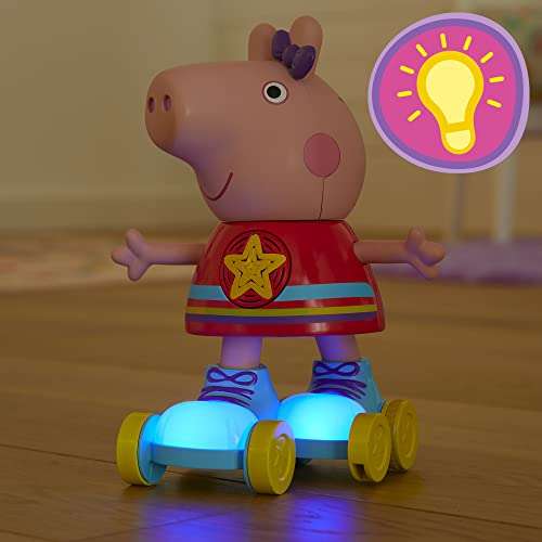 [Prime] Peppa Pig Rollschuhspaß mit Peppa, Rollschuh fahrende Puppe (28 cm), mit Lichtern, Sprache und Musik, ab 3 Jahren