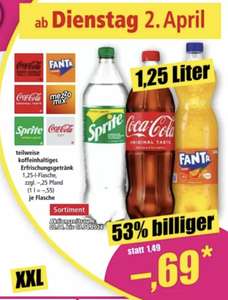 NORMA: Coca-Cola/Fanta/Sprite.. 1,25L (1l = 0,55€) / Normalpreis: 1,49€