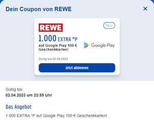 1.000 Extra PB Punkte auf Google Play 100€ Karte