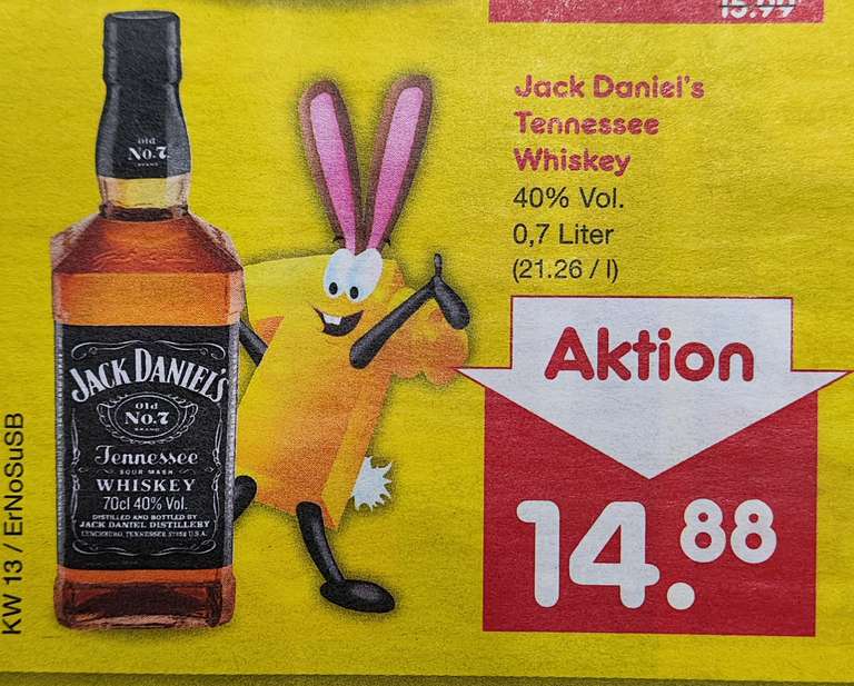 [Netto / EDEKA] Jack Daniel's Whiskey 0,7l [lokal?] [12,65€ mit Coupon]