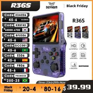 R36S Konsole (64 GB) | Unterstützt: SNES, NES, Game Boy Advance, N64, NDS, Playstation 1, PSP, Mega Drive, Dreamcast, Neo Geo, PC-Engine