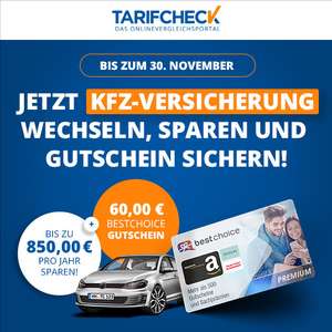 60€ BestChoice- oder Amazon-Gutschein für KFZ-Versicherungsabschluss / -wechsel über Tarifcheck (CHECK24 Vergleichsrechner)