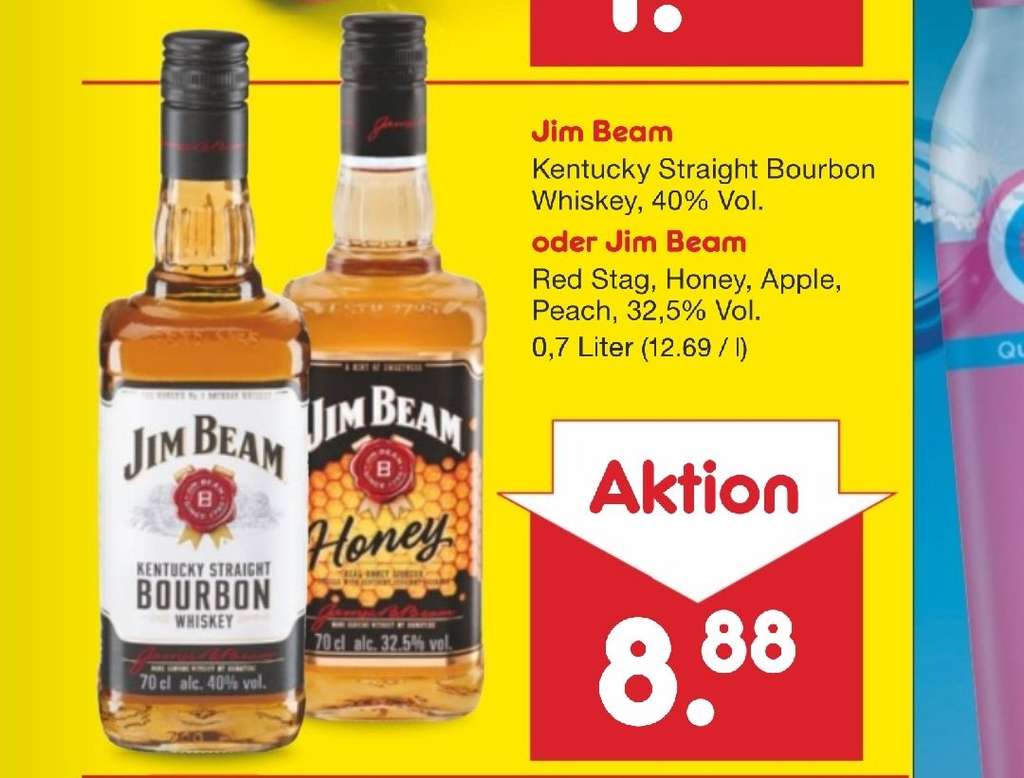 Netto MD: Jim Beam Kentucky Straight Bourbon Whiskey, 40% Vol. oder Jim Beam  Red Stag, Honey, Ap(fel)ple, Peach nur 13.8. | mydealz