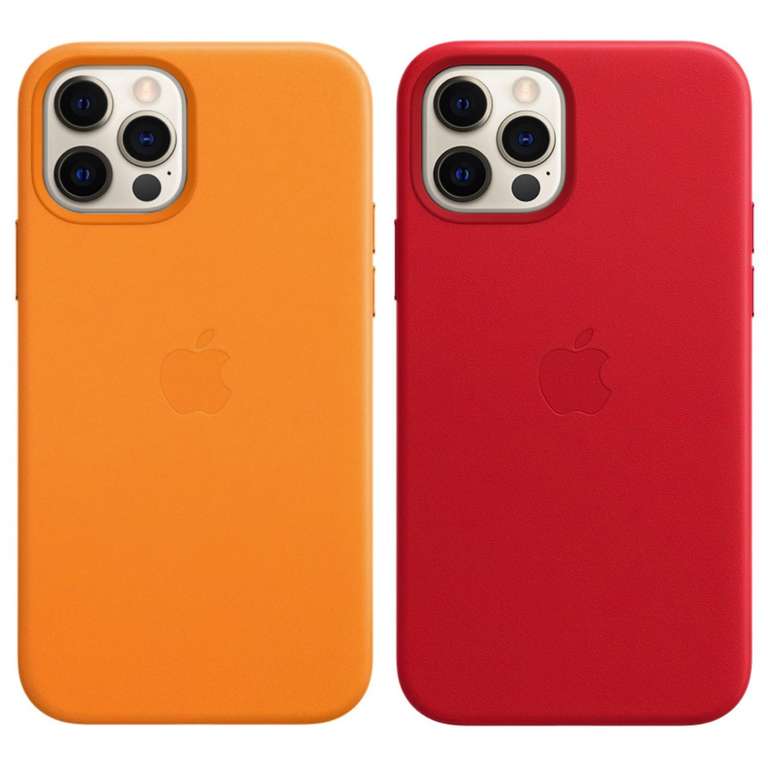Apple Leder Case mit MagSafe für das iPhone 12 (Pro) in California Poppy (MHKC3ZM/A) oder Red (MHKD3ZM/A)