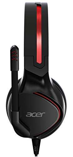 [Prime / NBB] Acer Nitro Gaming Headset (anpassbares Kopfband, omnidirektionales Mikrofon, 100 dB Empfindlichkeit) schwarz-rot