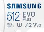 Samsung EVO Plus 2021 R130 microSDXC 512GB Kit, UHS-I U3, A2, Class 10