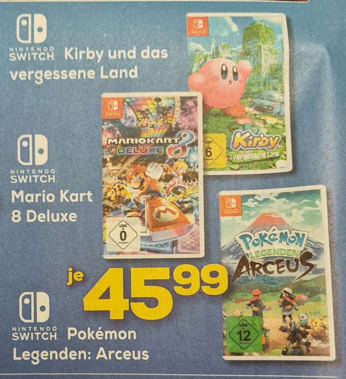 Switch Spiele (Mario Kart 8, Pokemon Legenden Arceus und Kirby), Euronics Öhringen