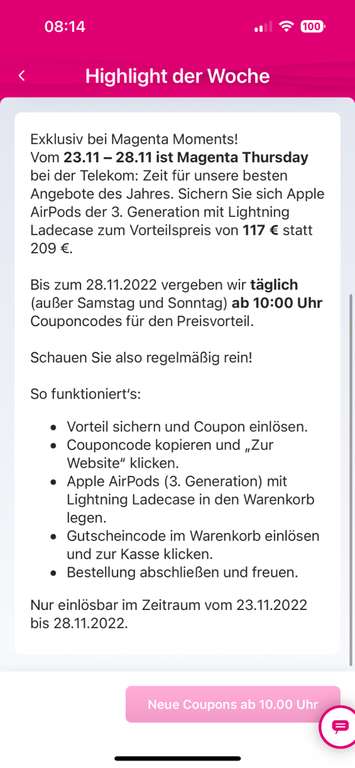 Apple AirPods 3 Lightning Case Telekom Magenta Moments