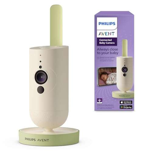 Philips Avent Connected Babykamera mit App, private und sichere Verschlüsselung, Audio, 2-facher Zoom, Nachtsichtfunktion (Modell SCD643/26)