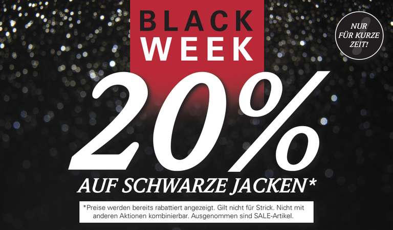 Black Week bei tredy 20% auf schwarze Jacken