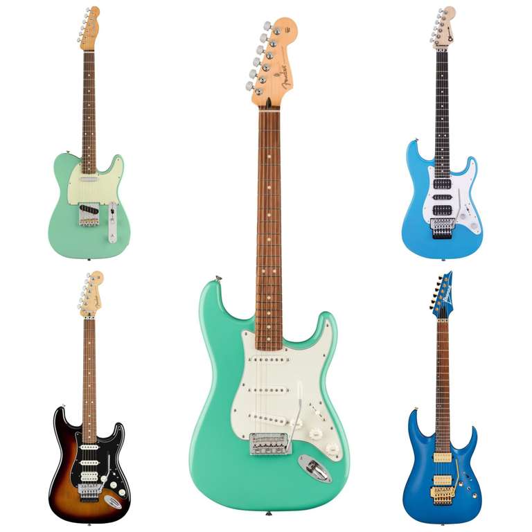 E-Gitarren Sammeldeal (5), z.B. Fender Player Stratocaster PF E-Gitarre, Farbe SFMG für 629€ [Session]