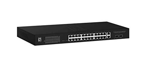 GEP-2841 28-Port Web Smart Gigabit PoE Switch, 2 x Uplink SFP, 2 x Uplink RJ45, 24 PoE Outputs, 375W PoE Power Budget