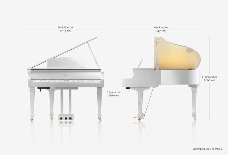 [Nischendeal] Roland GP609-PW | Klassisches Digital Grand Piano | eingebautes 6.1 Multikanal Lautsprecher System | 319 Töne | [Zoundhouse]