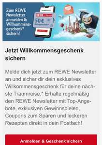 REWE Newsletter 50€ Rabattcode ab Mindestbuchungswert von 500 € Urlaub Reise Abenteuer