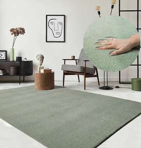 the carpet Relax Moderner Flauschiger Kurzflor Teppich, Anti-Rutsch Unterseite, Super Soft, Felloptik, Grün, 240 x 340 cm