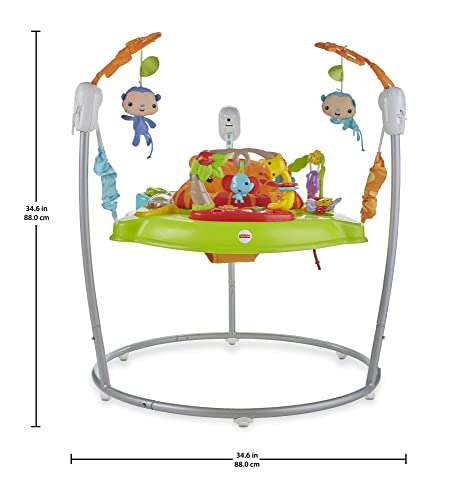 Fisher-Price CHM91 mit Spielspaß der Geburt Lichtern | Jumperoo, höhenverstellbar, Babyspielzeug und - ab mydealz Musik, Rainforest