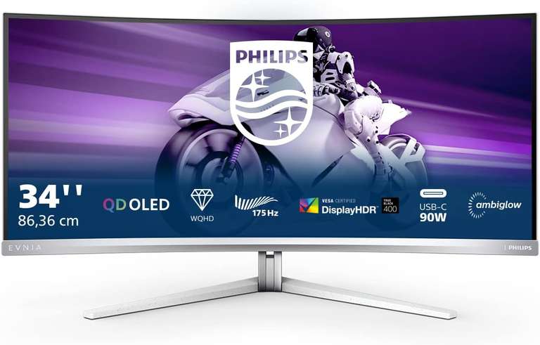 [Galaxus] Philips Evnia 34M2C8600-34 Zoll WQHD Curved Gaming Monitor, 175 Hz, Ambiglow, HDR400, FreeSync Premium Pro, G-Sync Comp.