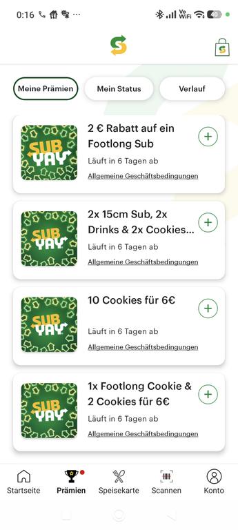 2€ Rabatt aufs Footlong (30 cm), 1 Footlong Cookie und 2 Cookies für 6€ und weitere Coupons in der App, bis 14.04.