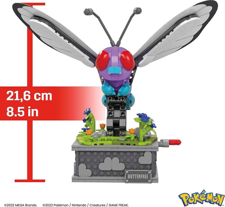 Mega Construx Klemmbaustein-Bauset Pokémon "Smettbo" | 528 Teile | kompatibel mit den Dänen | Kurbel zum bewegen der Flügel [Smyths Toys]