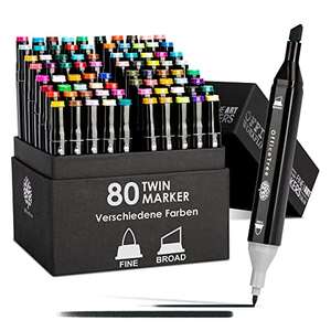 OfficeTree 80 Marker - 40 Intensive und 40 Pastell Farben - Twin Marker Stifte [prime]