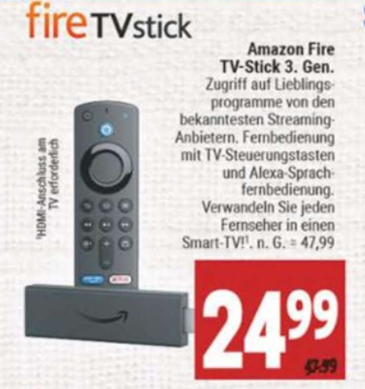 [Marktkauf/ EDEKA] Amazon FireTV Stick 3. Generation (Lokal Bremen/Niedersachsen)