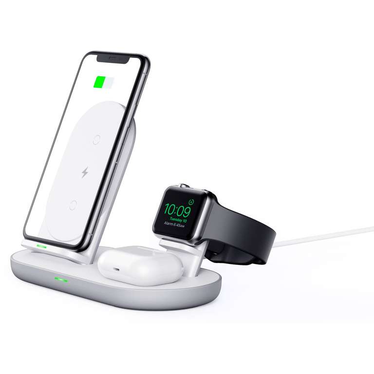 Aukey LC-A3-Whi Aircore Series 3-in-1 Wireless Charging Dock (Kabellose Qi Ladestation)