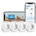 4x Wlan Smart Steckdose mit Strommessung, Alexa, Google Home, SmartThings, Nur 2,4-G-WLAN, 16A [Eightree EU]