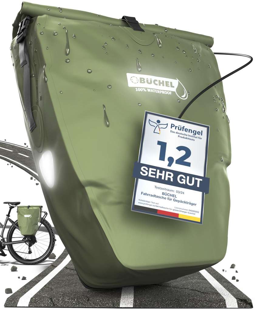 Bchel Fahrradtasche 25,4 L  100% wasserdicht, Schultergurt & Tragegriff,  Prime bei Amazon