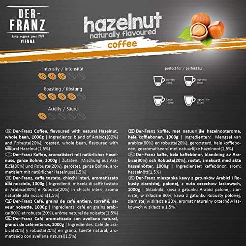 1Kg Der-Franz Kaffeebohnen, aromatisiert mit Haselnuss ab 8,92€ (statt 12€)