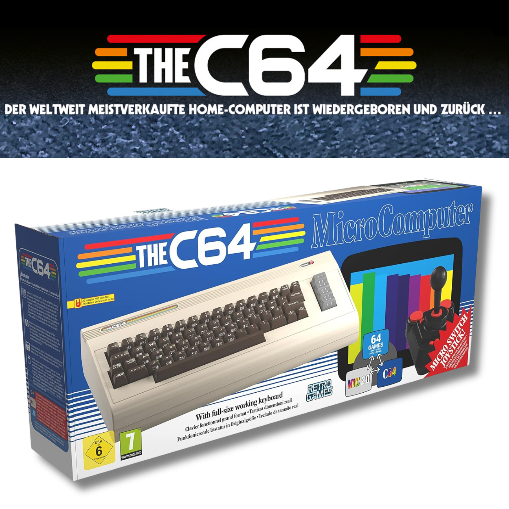 [Abholung DHL Paketshop] Retro Games Ltd. The C64 Maxi - Commodore C64 Nachbau | 64 vorinstallierte Classic Retrospiele, Verbindung via HDMI