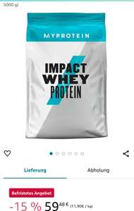 11,90€/kg Myprotein Impact Whey Protein Chocolate Smooth, 5kg)