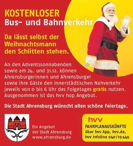 [LOKAL Ahrensburg, Marburg & Ingelheim] kostenlos Busfahren an den Adventssamstagen