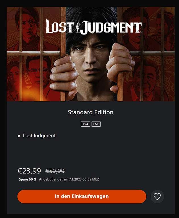 [Playstation Store] Lost Judgement PS4 & PS5 (Digital Ultimate Edition für 35,99€)