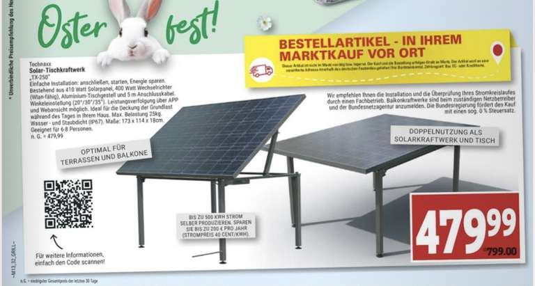 Technaxx Solar Tischkraftwerk Marktkauf Region Minden Hannover ( regional)