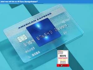 [tarifcheck + american express] 45€ Startguthaben + 40€ Cashback + 5000 MR Punkte für die Blue Card | dauerhaft kostenlos