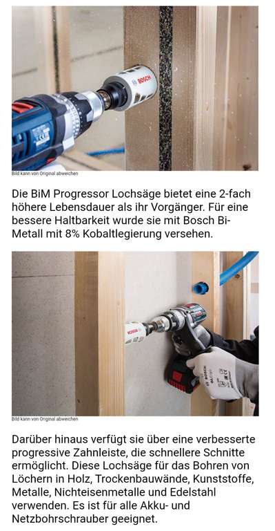 eBay] Bosch Professional Progressor Wood and Metal Elektriker Set  Lochsägen-Set 9tlg. | mydealz