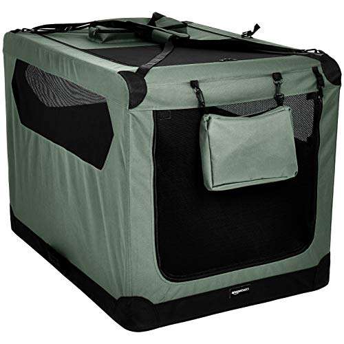 Hochwertige Haustier-Transportbox, faltbar, weich - 106 cm, GRAU - Amazon Basics