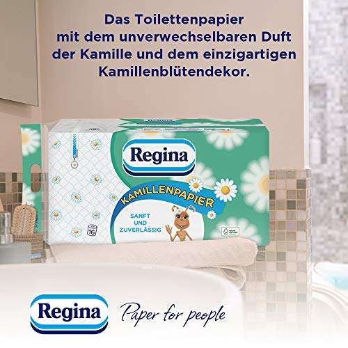 [Prime]Regina Kamillenpapier 3-lagiges Toilettenpapier | 48 Rollen-Packung (3 x 16 Einzelpackungen) | 150 Blatt pro Rolle