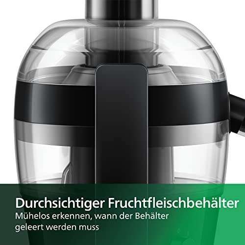 Philips Entsafter – 500W, 1.5L, NutriU-Rezepte-App, QuickClean, Schwarz (HR1832/00)